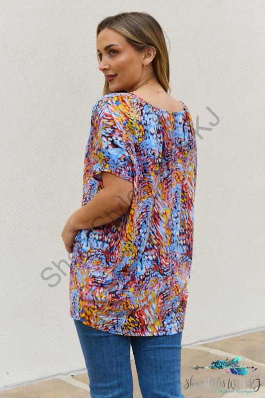 Printed Dolman Flowy Top Shirts & Tops