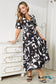 Double Take Printed Surplice Balloon Sleeve Dress Dresses