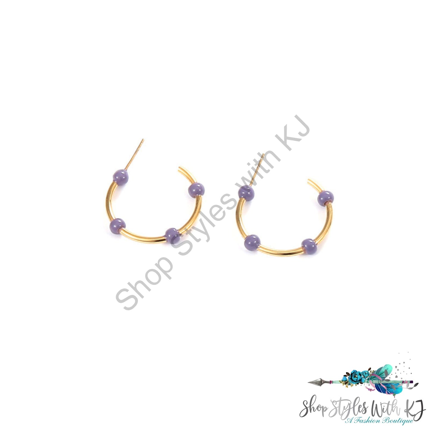 Retro Hand Enamel C-Shaped Hoop Earrings With Box Purple