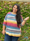 Retro Rainbow Boxy Tee - Size Small