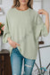 Ribbed Roll-Tab Sleeve Chest Pocket Oversize Top Blouses