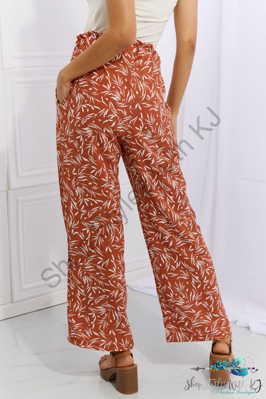 Heimish Right Angle Full Size Geometric Printed Pants In Red Orange