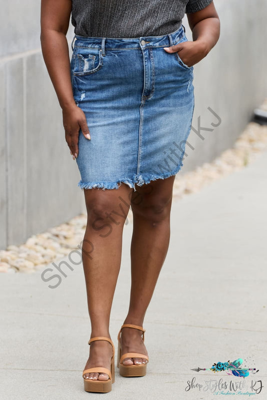 Risen Amelia Full Size Denim Mini Skirt Medium / S