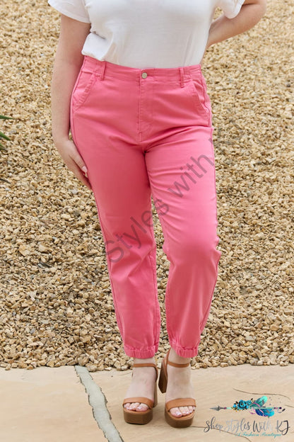 Risen Caroline High Waisted Jogger Jeans Pink / 0(24) Pants