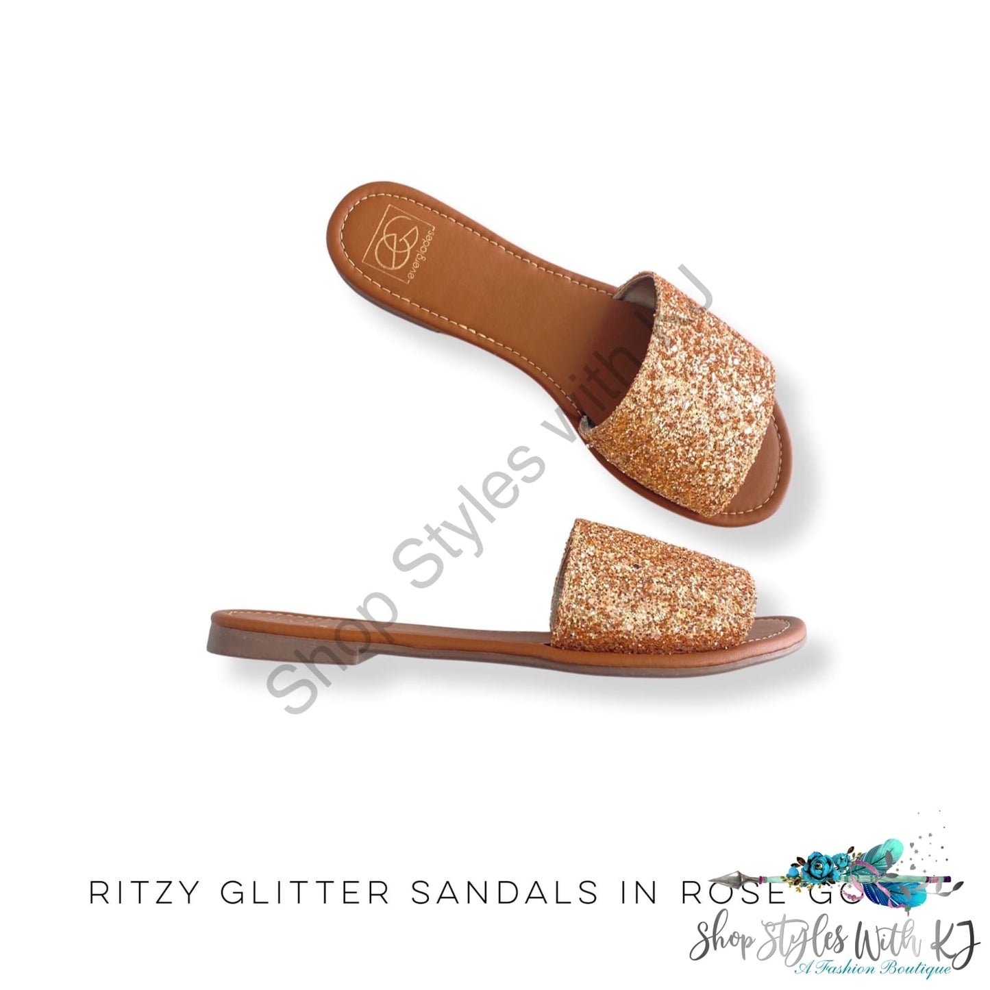 Ritzy Glitter Sandals In Rose Gold Miami Shoes