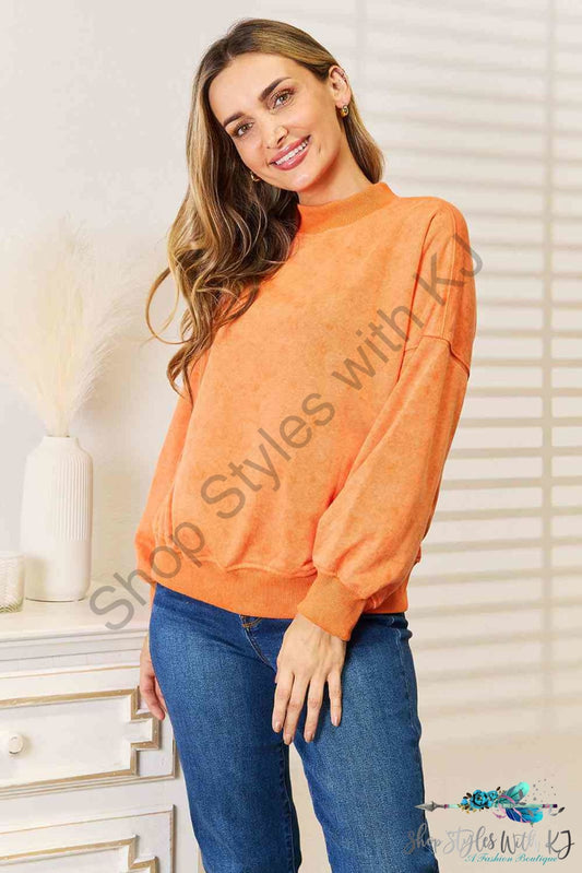 Round Neck Dropped Shoulder Sweatshirt Pumpkin / S Sweatshirts & Hoodies