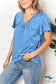 Double Take Ruched V-Neck Short Sleeve T-Shirt Shirts & Tops