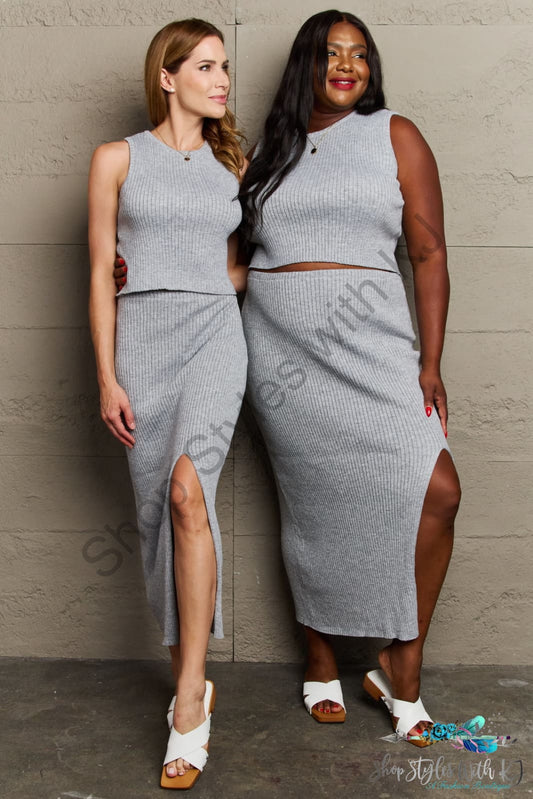 Sew In Love Shes All That Fitted Two-Piece Skirt Set Charcoal / S