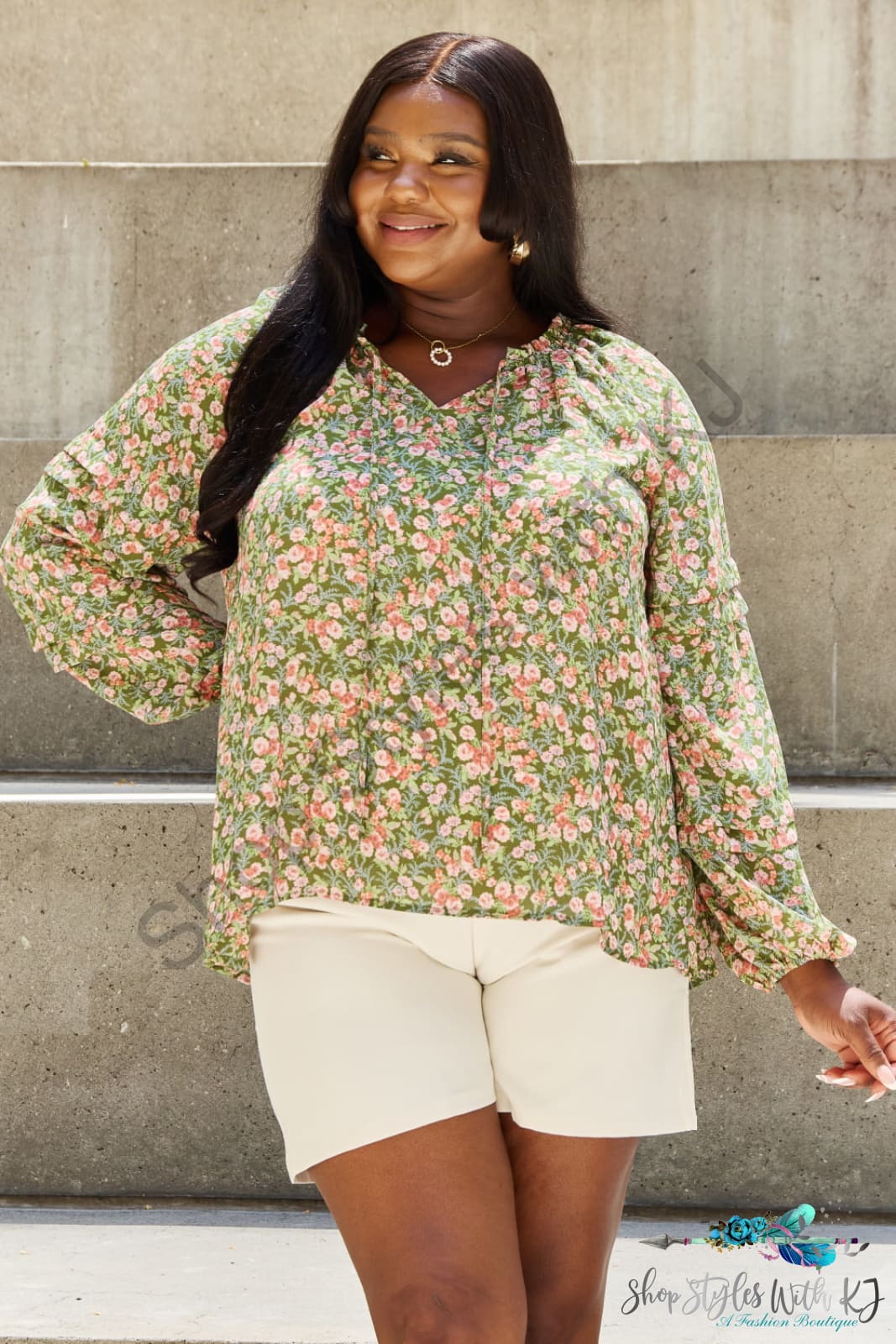 Shes Blossoming Balloon Sleeve Floral Blouse / S Shirts & Tops