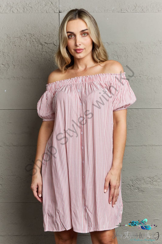 Ninexis Show Compassion Off The Shoulder Mini Dress Stripe / S