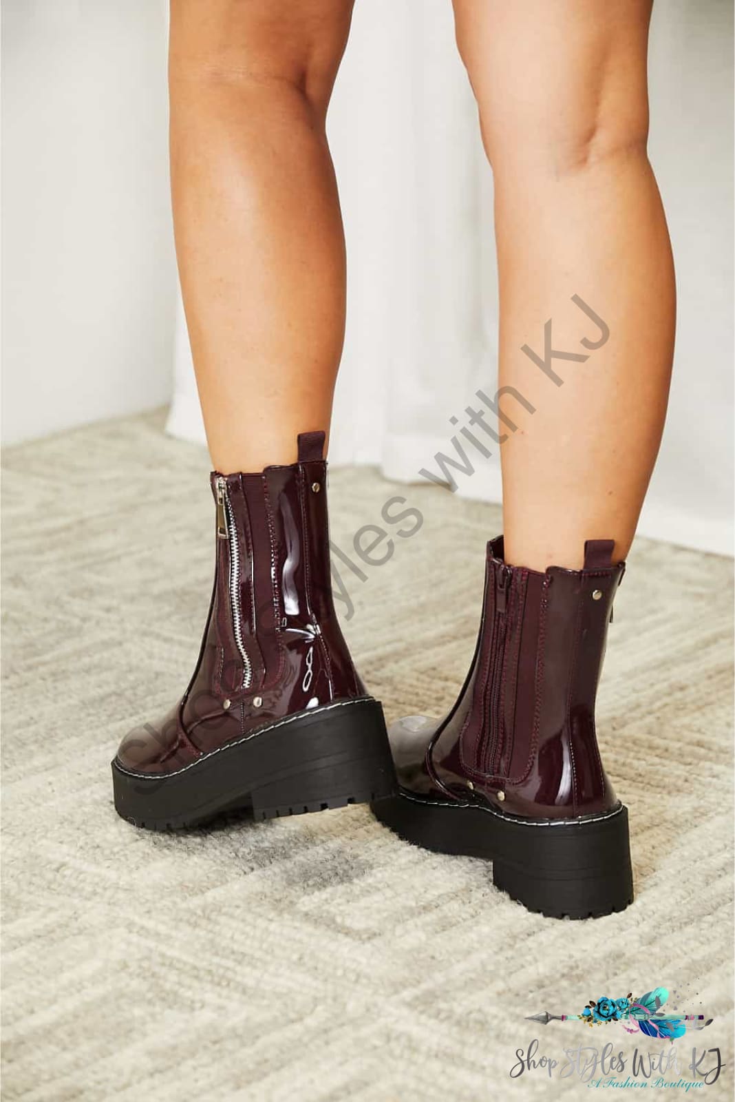 Forever Link Side Zip Platform Boots Shoes