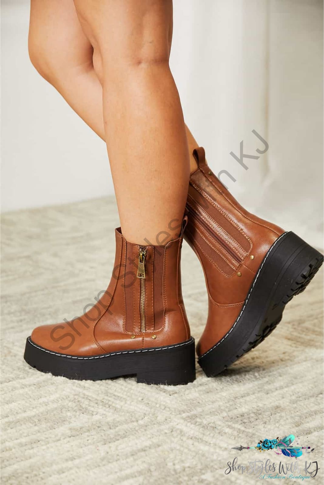 Forever Link Side Zip Platform Boots Shoes