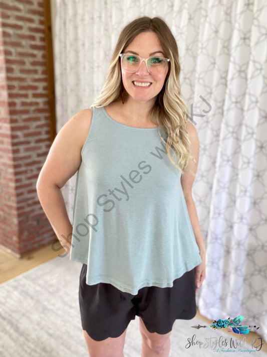 Simpler Times Tank In Sage Emerald