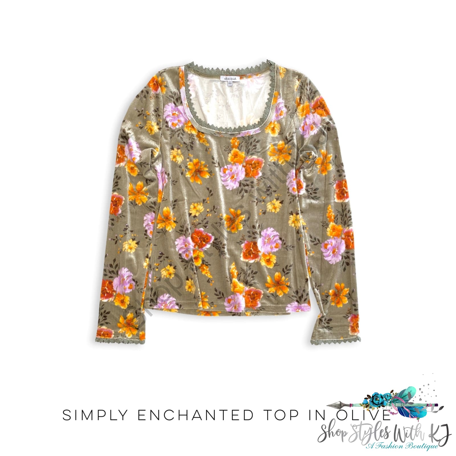 Simply Enchanted Top In Olive White Birch