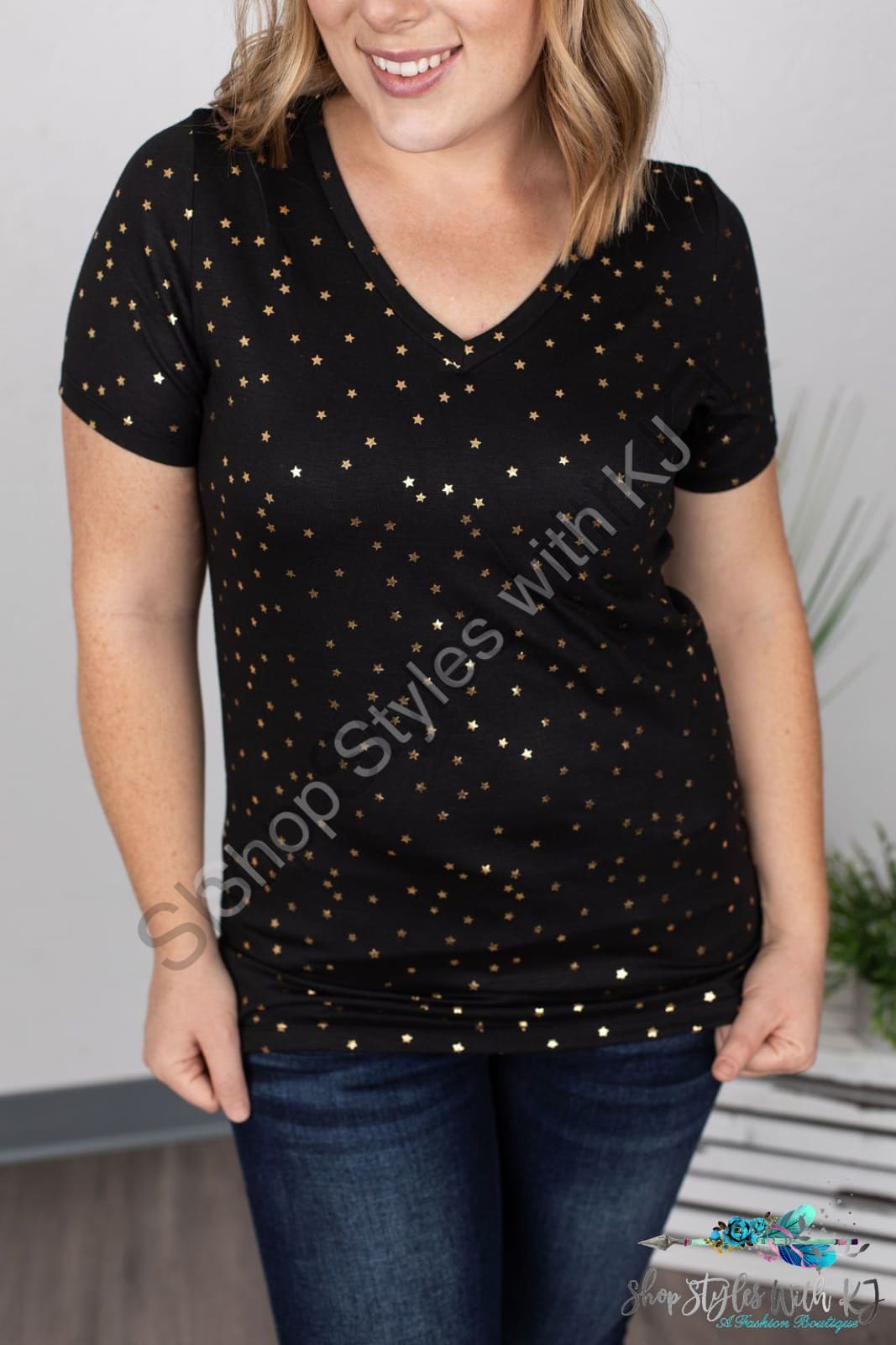 Size Xs Tee Deal - Multiple Colors Black Gold Stars