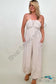 White Birch Sleeveless Halter Tie Back Woven Jumpsuit Natural / S Jumpsuits