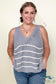 Sleeveless V-Neck Striped Sweater Top Cement / 1X Tops