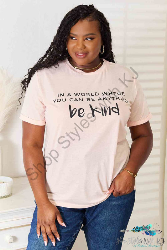 Simply Love Slogan Graphic Cuffed T-Shirt Blush Pink / S