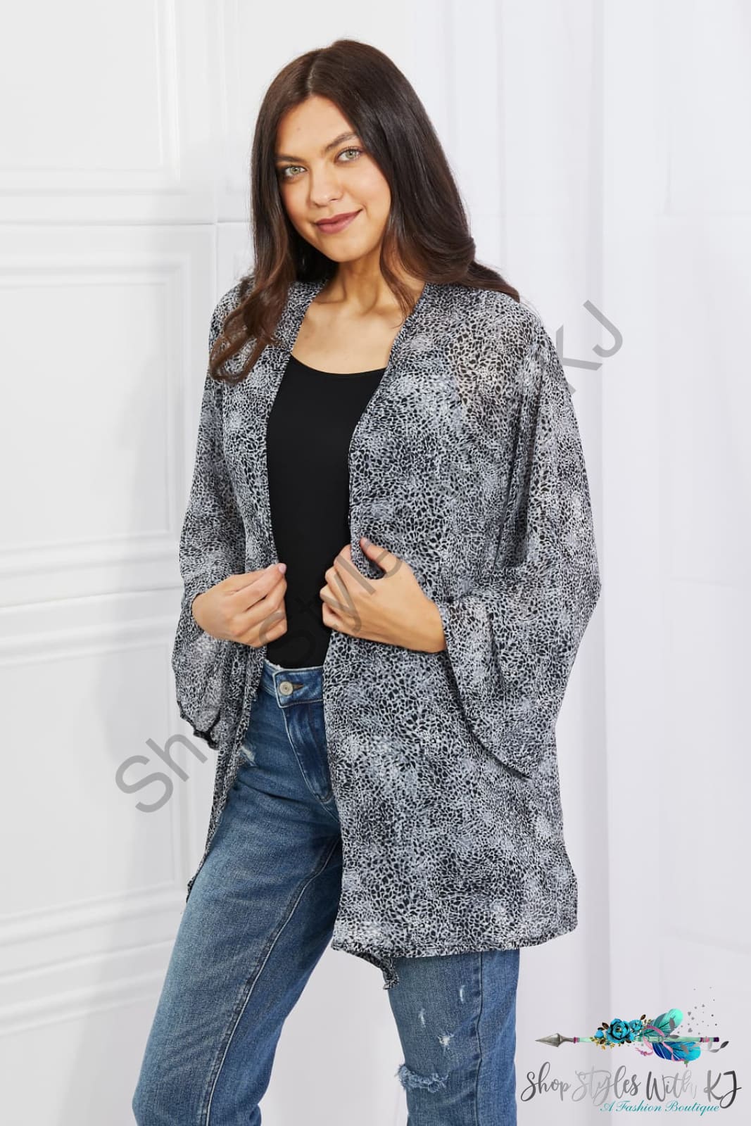 Snake Print Chiffon Kimono