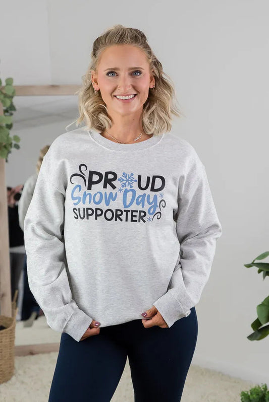 Snow Day Supporter Crewneck Graphic Sweatshirt