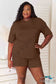 Basic Bae Full Size Soft Rayon Half Sleeve Top And Shorts Set Chocolate / S Lounge