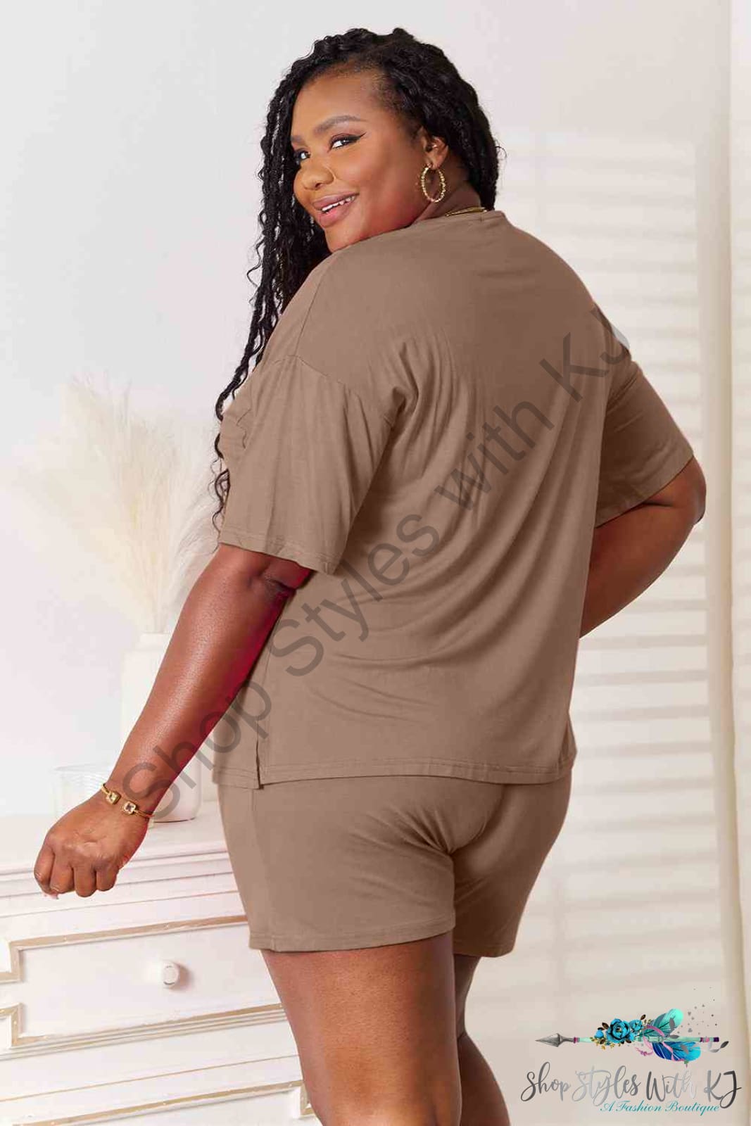 Basic Bae Full Size Soft Rayon Half Sleeve Top And Shorts Set Lounge