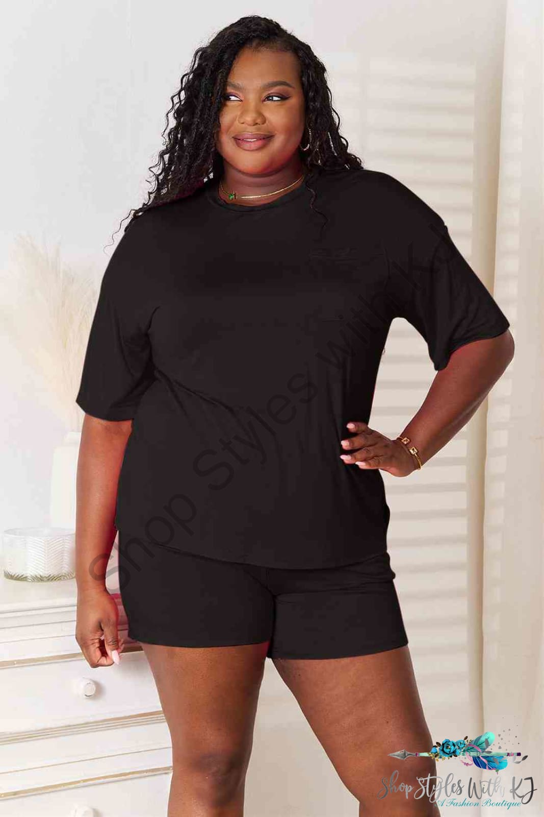 Basic Bae Full Size Soft Rayon Half Sleeve Top And Shorts Set Lounge
