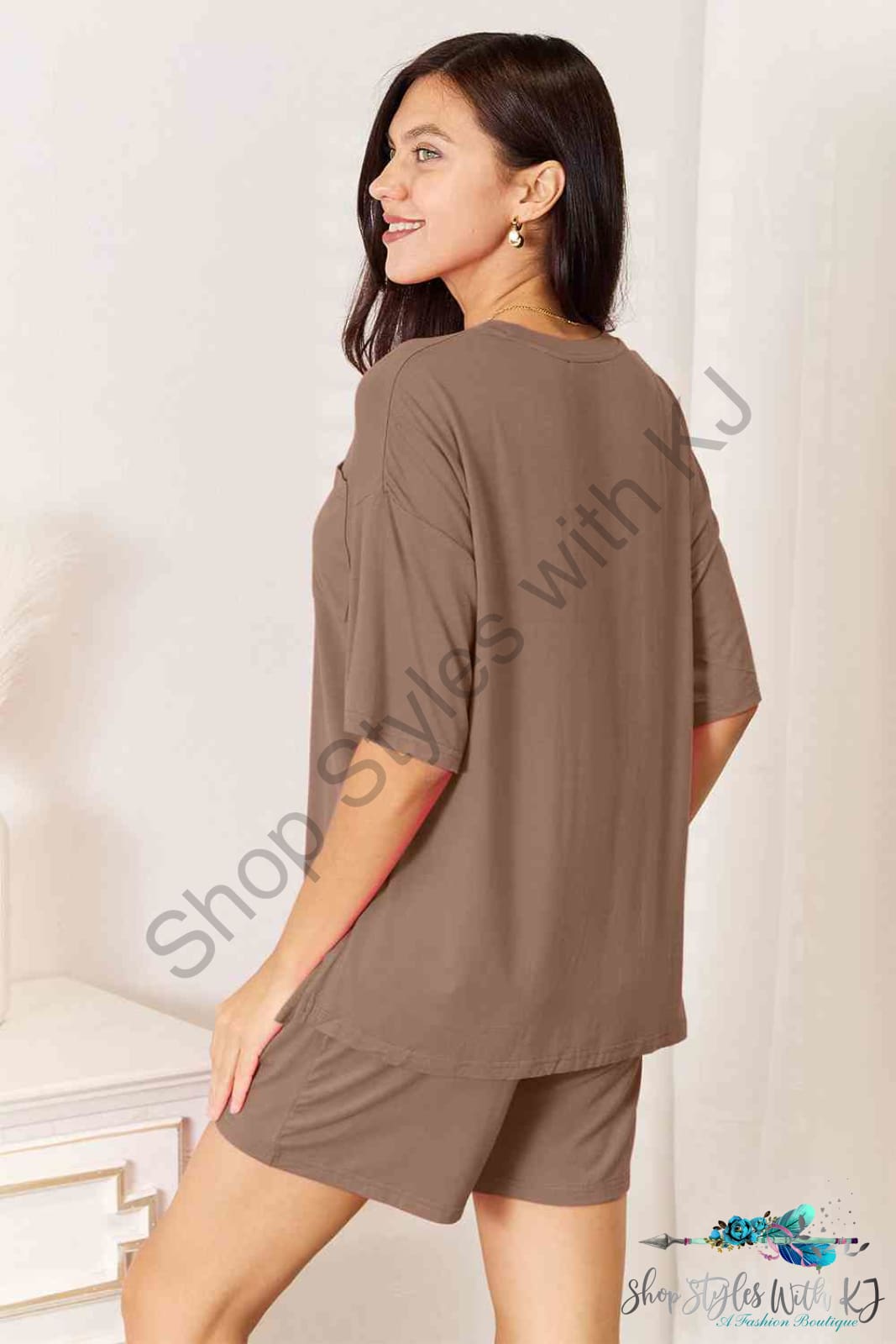 Basic Bae Full Size Soft Rayon Half Sleeve Top And Shorts Set Lounge