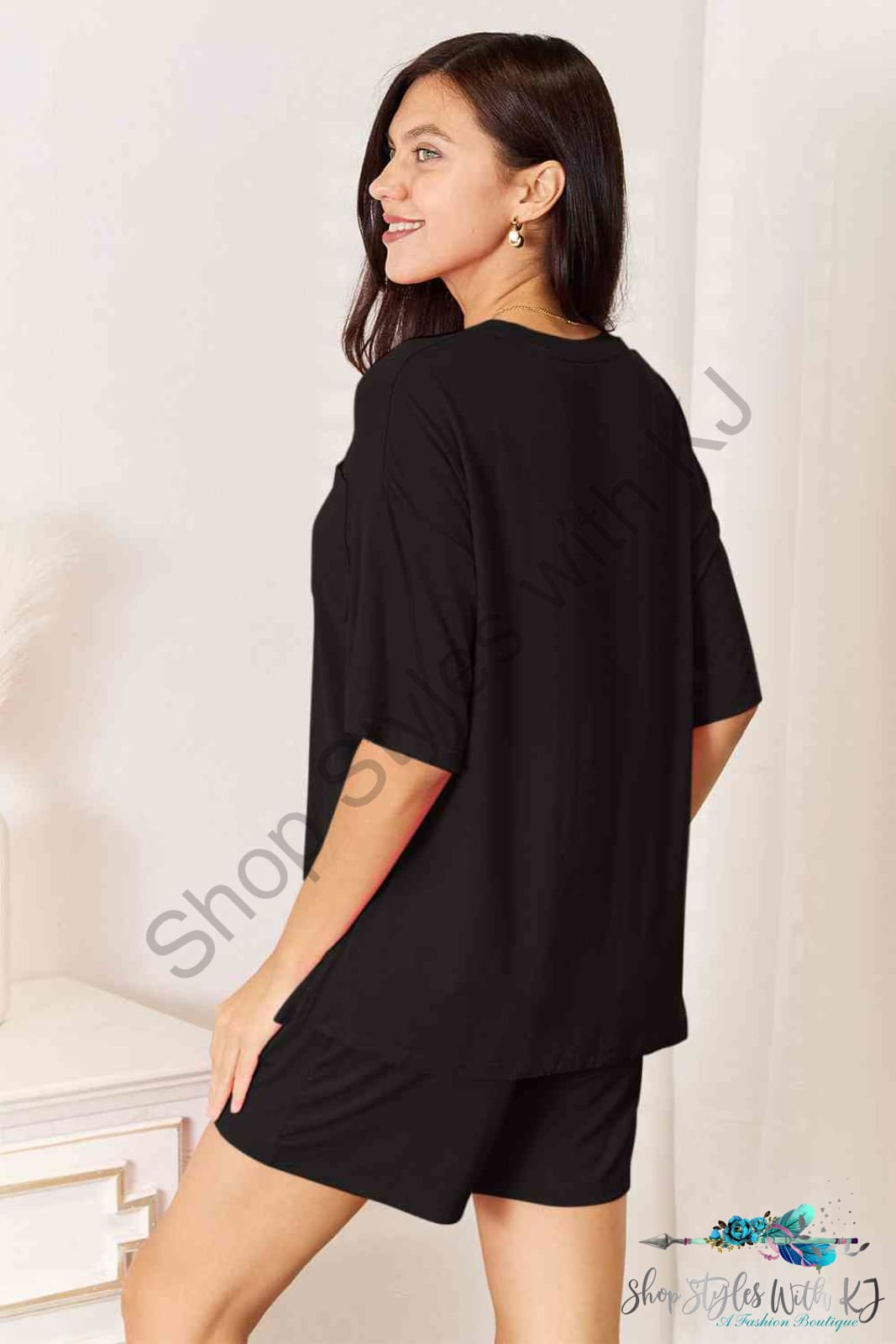 Basic Bae Full Size Soft Rayon Half Sleeve Top And Shorts Set Lounge