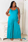 Double Take Full Size Soft Rayon Spaghetti Strap Tied Wide Leg Jumpsuit Sky Blue / S Jumpsuits &