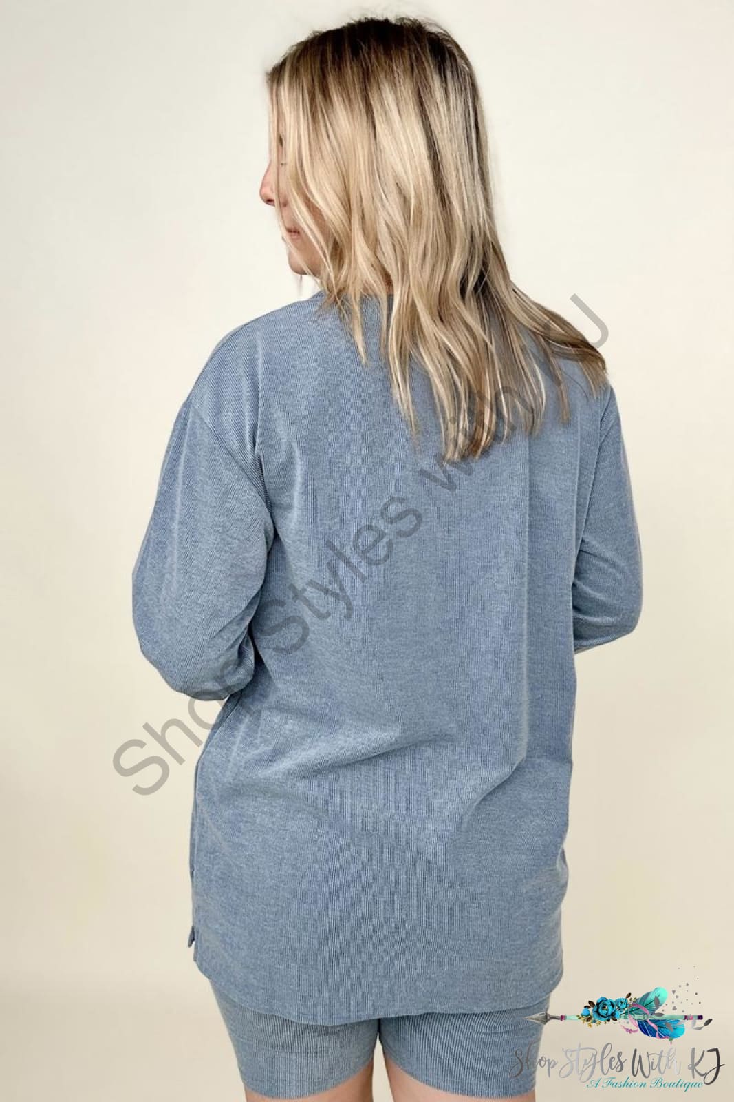 Petal Dew Solid V Neck Long Sleeve Loose Fit T-Shirt T-Shirts