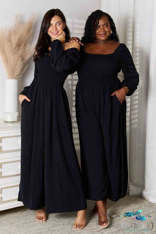 Double Take Square Neck Jumpsuit With Pockets Black / S