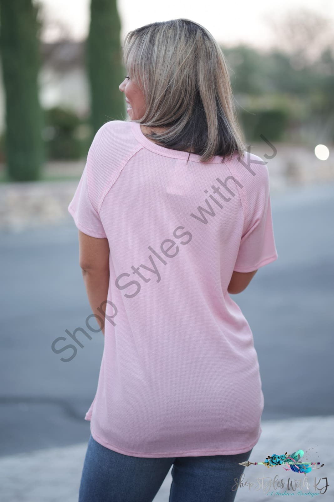 Stitched In Pink Short Sleeve Top Springintospring