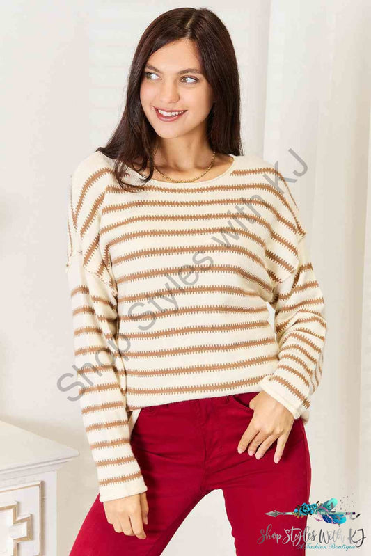 Striped Boat Neck Sweater Stripe / S Sweaters & Cardigans