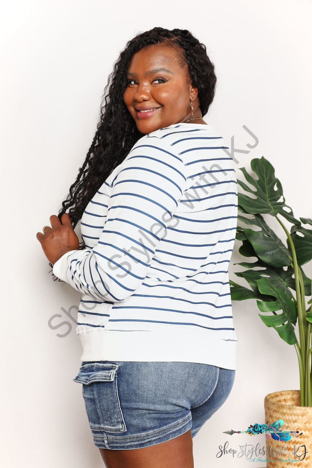 Double Take Striped Long Sleeve Round Neck Top Shirts & Tops