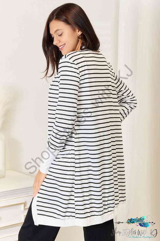 Striped Open Front Longline Cardigan Sweaters & Cardigans