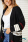 Double Take Striped Rib-Knit Drop Shoulder Open Front Cardigan Sweaters & Cardigans