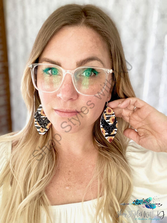 Sunflower And Stripes Earrings Blushing Owl