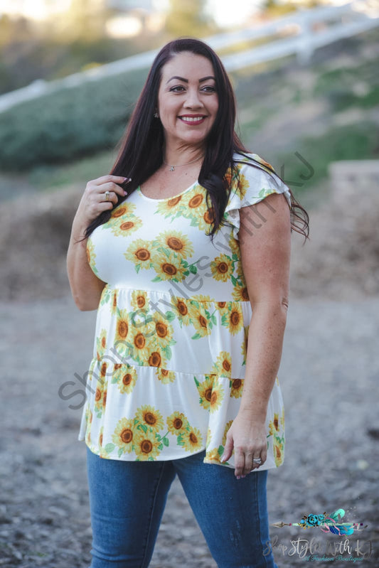 Sunflower Fields Tiered Tunic Springintospring