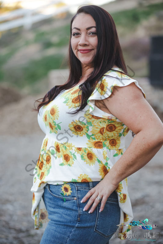 Sunflower Fields Tiered Tunic Springintospring