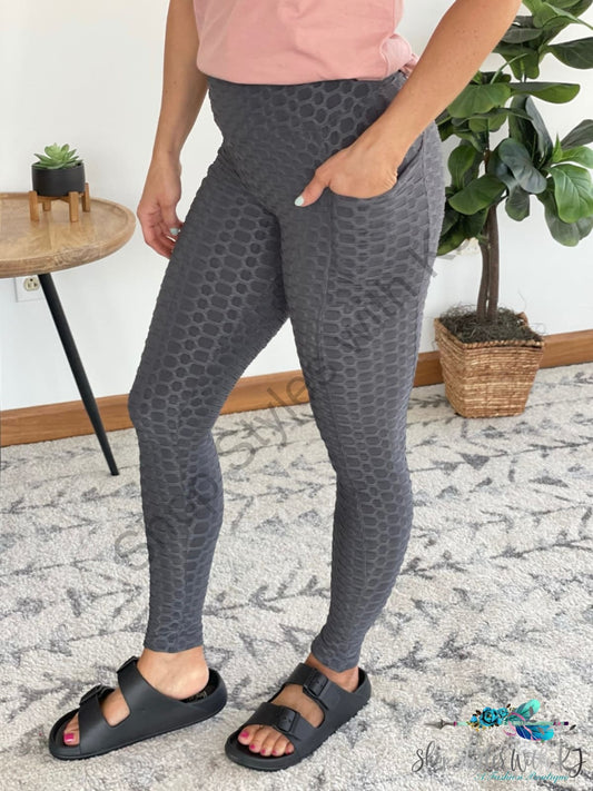 Take It Easy Tik-Tok Pocket Leggings In Grey White Birch