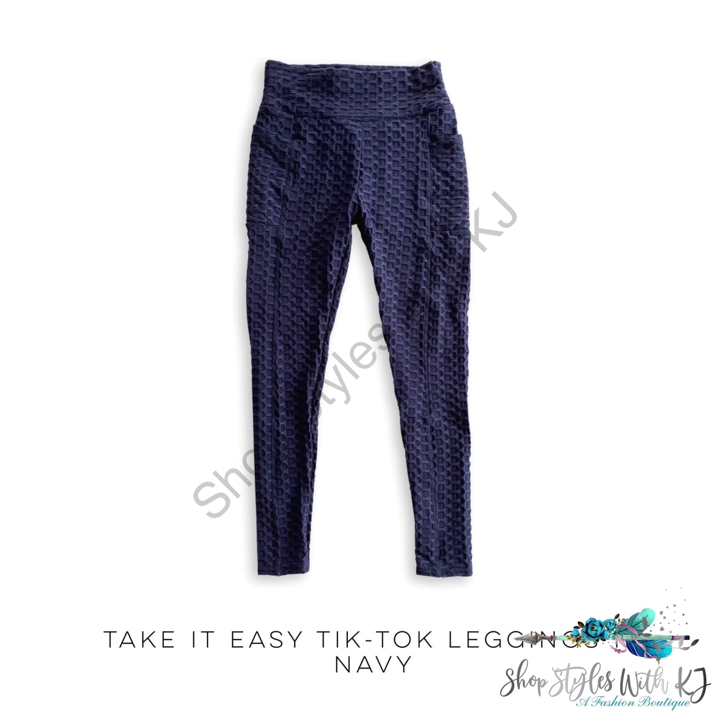 Take It Easy Tik-Tok Pocket Leggings In Navy White Birch