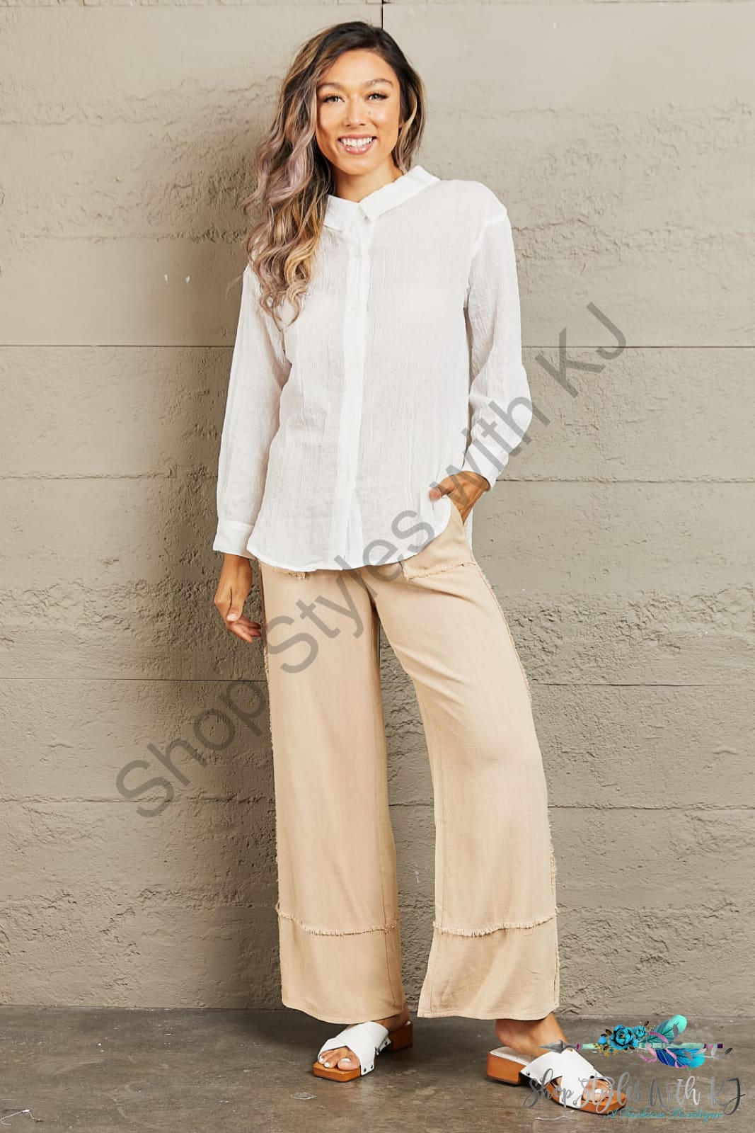 Petal Dew Take Me Out Lightweight Button Down Top