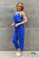 Textured Woven Jumpsuit In Royal Blue Jumpsuits & Rompers