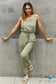 Oddi Full Size Textured Woven Jumpsuit In Sage