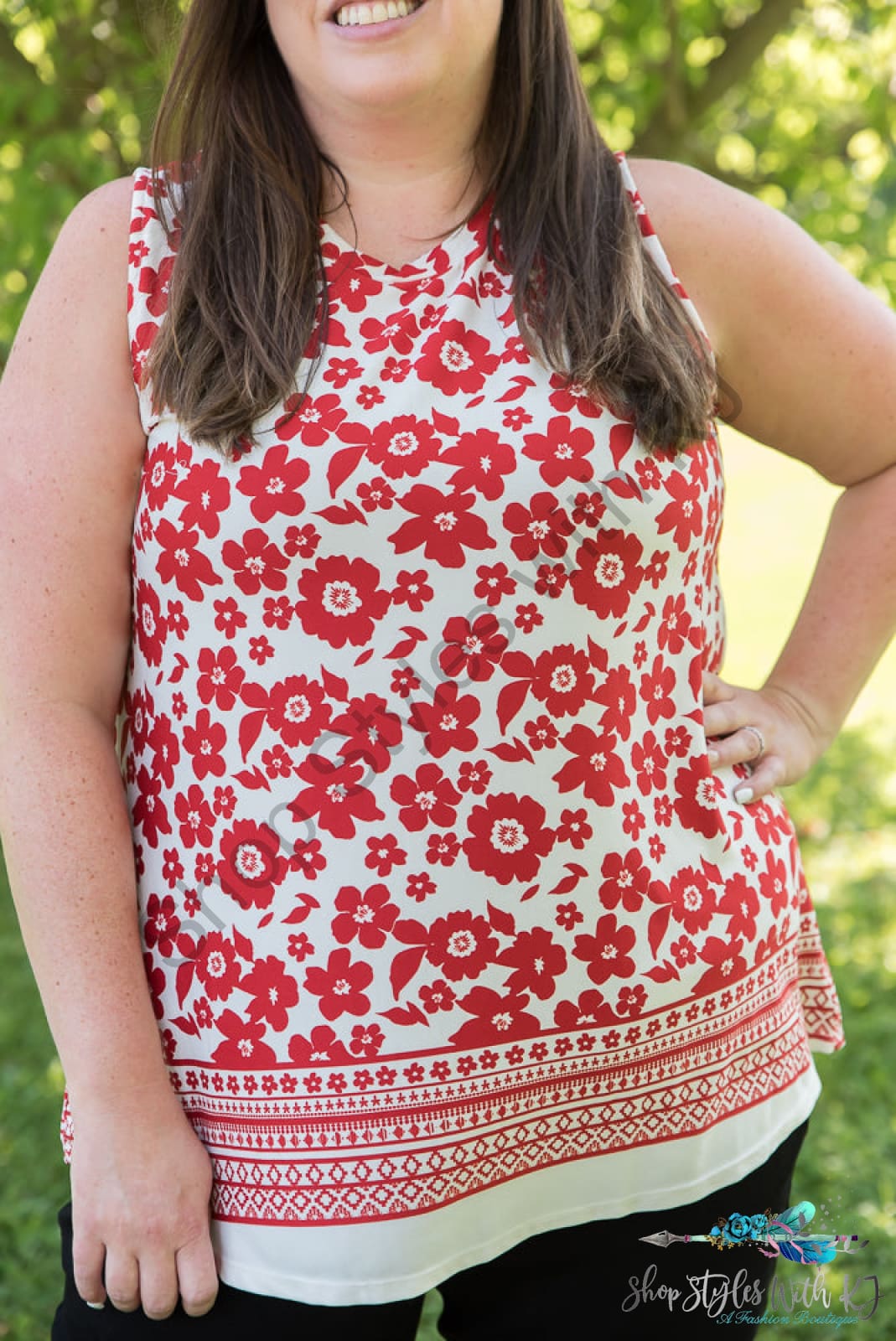 The Lady In Red Top White Birch