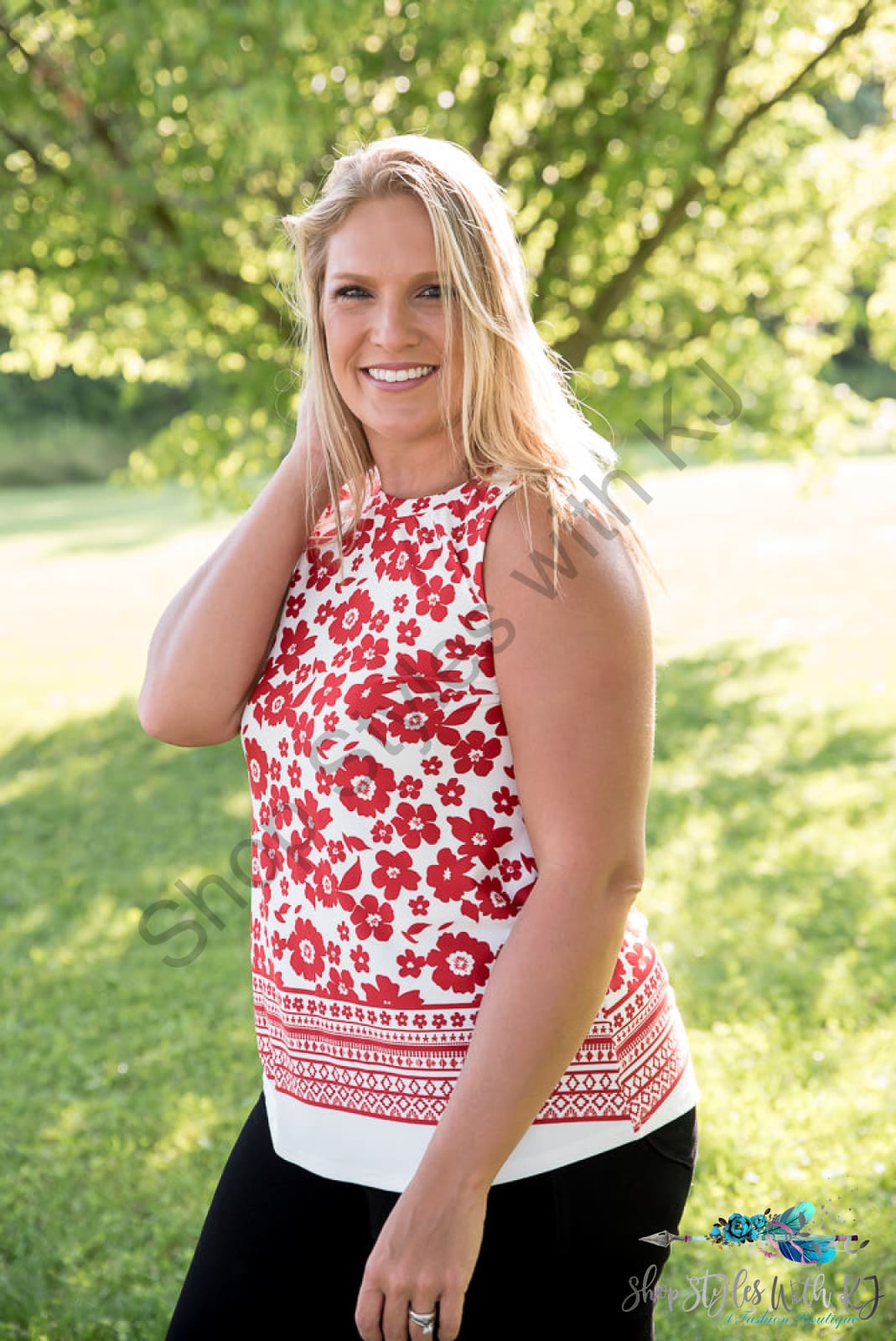 The Lady In Red Top White Birch