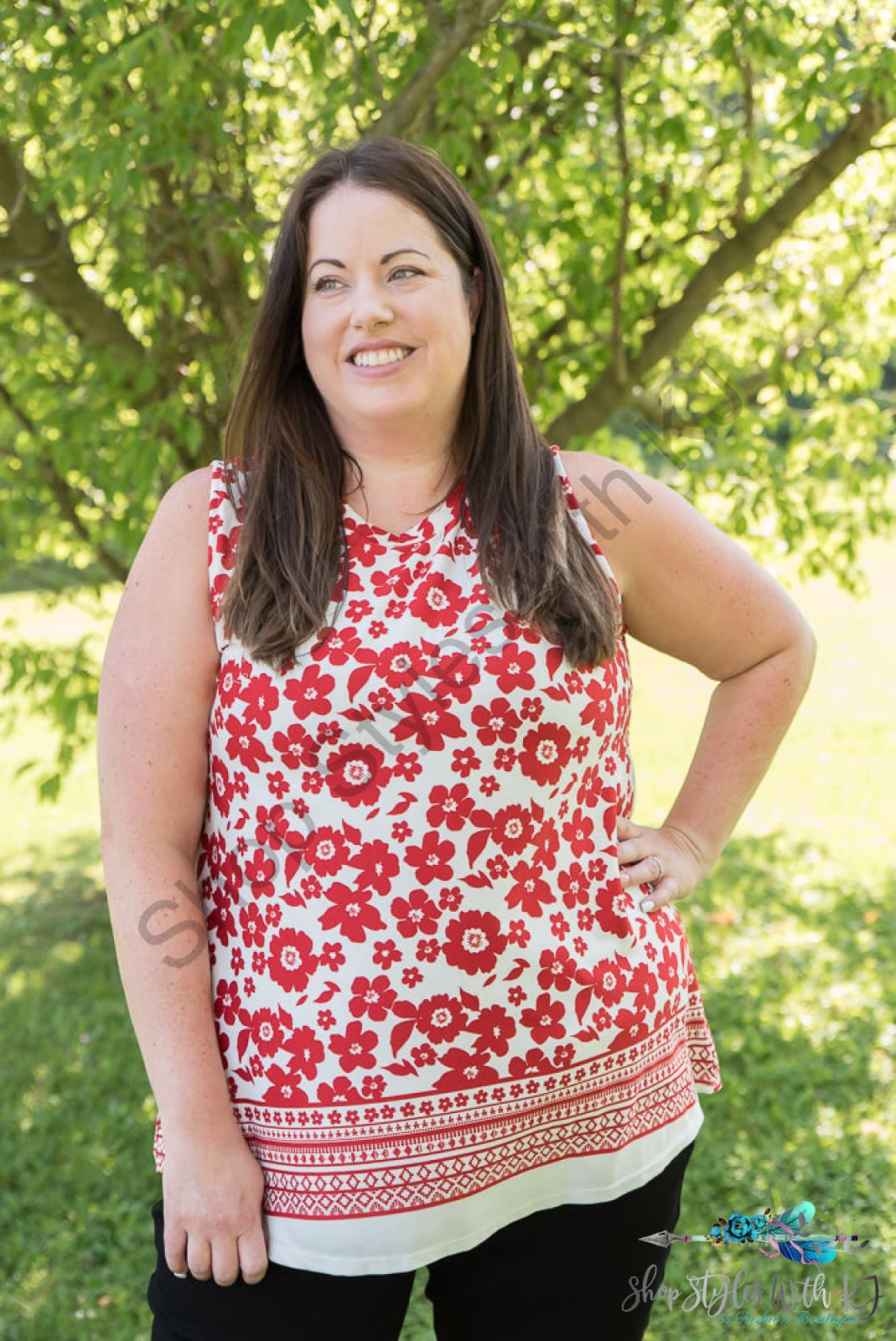 The Lady In Red Top White Birch