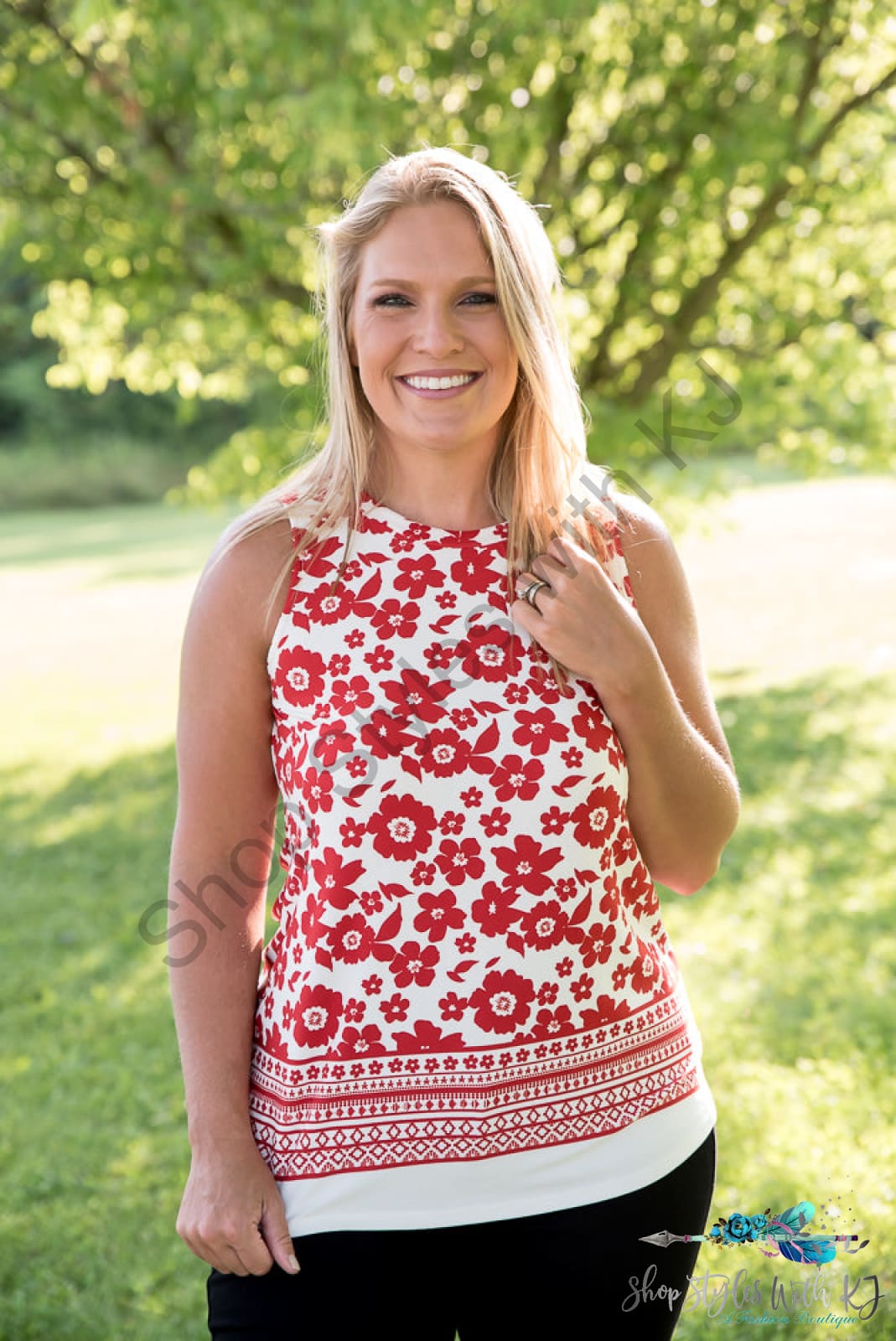 The Lady In Red Top White Birch