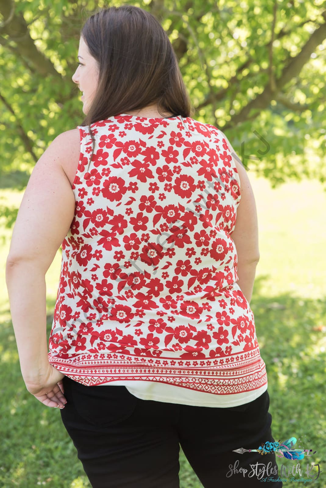 The Lady In Red Top White Birch